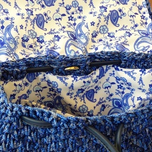 Μεγαλη Χειροποίητη μπλε πλεκτή τσάντα πλάτης - πλάτης, μεγάλες, all day, πλεκτές τσάντες - 3