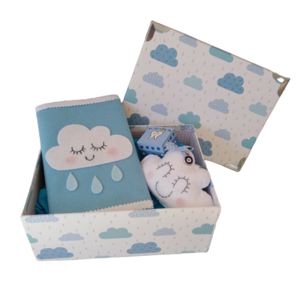 Giftbox blue clouds - αγόρι, συννεφάκι, βρεφικά, σετ δώρου