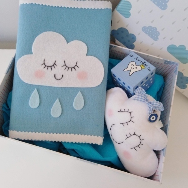 Giftbox blue clouds - αγόρι, συννεφάκι, βρεφικά, σετ δώρου - 2