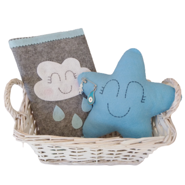 Giftbasket blue - αγόρι, συννεφάκι, βρεφικά, σετ δώρου