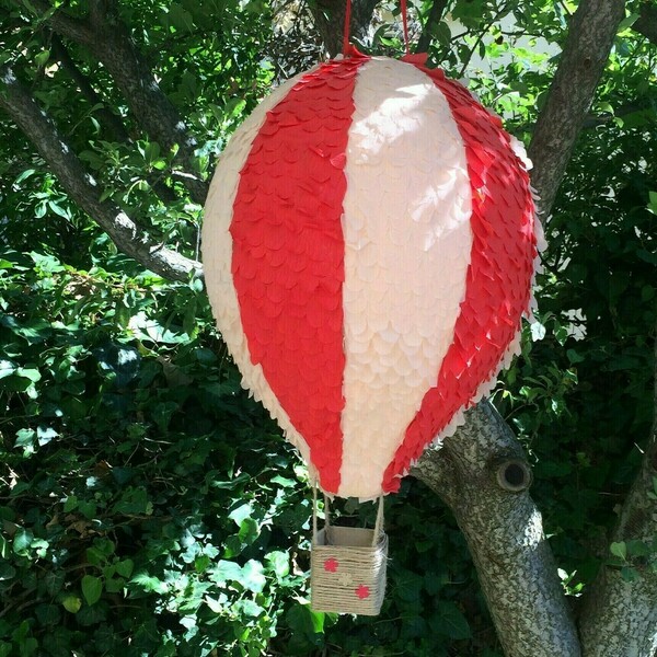 Πινιάτα αερόστατο ύψος 44 εκ. - αερόστατο, γενέθλια, πινιάτες, baby shower - 3