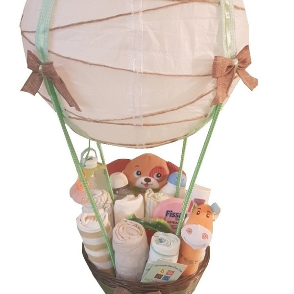 Diaper Cake (Diaper Unisex Air Balloon) - κορίτσι, αγόρι, σετ δώρου