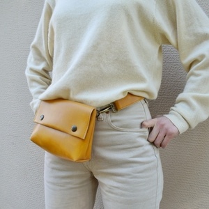 Μουσταρδί Belt bag - δερματίνη, vegan friendly, μικρές, φθηνές - 5