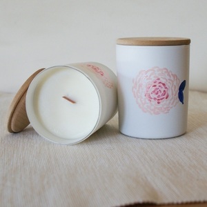 Κερί σογιας με άρωμα Flower Breeze μέσα σε ποτήρι ζωγραφισμένο στο χέρι - ζωγραφισμένα στο χέρι, αρωματικά κεριά, διακοσμητικά, κεριά, 100% φυσικό - 4