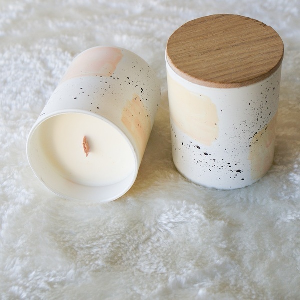 Κερί σογιας με άρωμα Nut Tella μέσα σε ποτήρι ζωγραφισμένο στο χέρι - ζωγραφισμένα στο χέρι, αρωματικά κεριά, διακοσμητικά, κεριά - 4