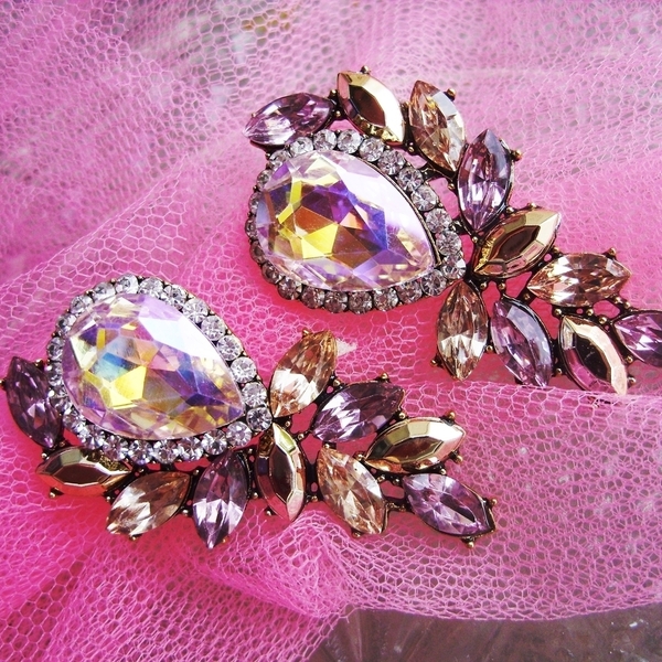 pink long earrings - επιχρυσωμένα, καρφωτά, μεγάλα, faux bijoux, φθηνά