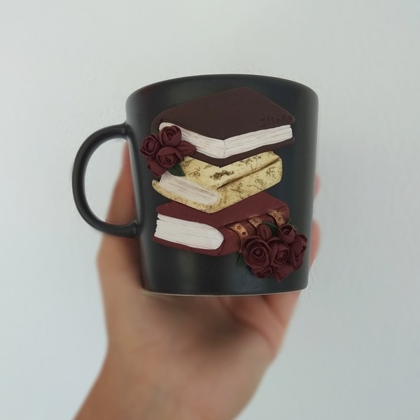 Ρομαντική προσωποποιημένη κούπα με παλαιωμένα βιβλία και παιώνιες - romantic, κούπες & φλυτζάνια, κούπες με ονόματα - 2