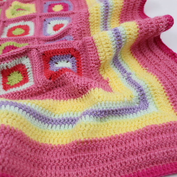Πλέκτη Ροζ παιδική κουβερτούλα χειροποίητο βελονάκι - κορίτσι, κουβέρτες - 2