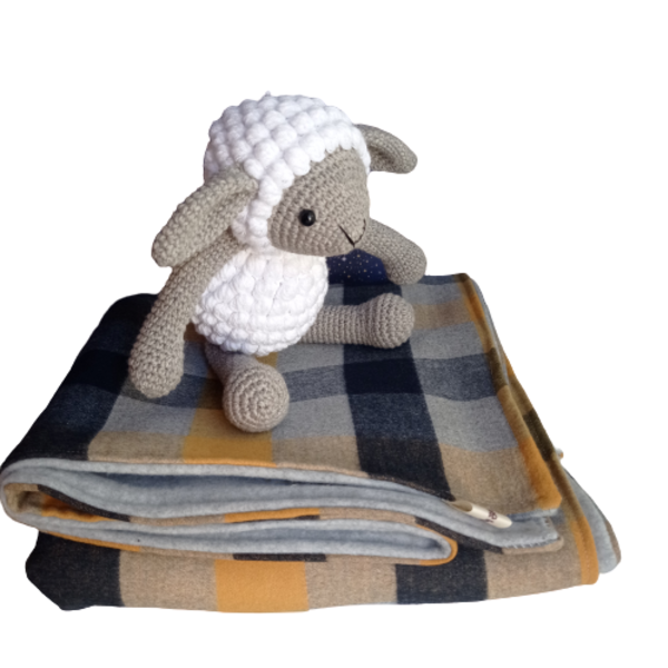 Καλαθάκι με κουβερτούλα και πλεκτό Προβατάκι - δώρο, αρκουδάκι, δώρο οικονομικό, ζωάκια - 3
