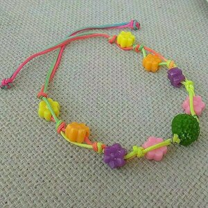 βραχιόλι ποδιού με πολύχρωμα λουλούδια - κορδόνια, χάντρες, λουλούδι, boho, ποδιού - 3