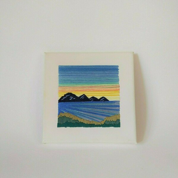 Πίνακας κεντημένος με βουνά και θάλασσα - πίνακες & κάδρα - 4
