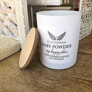 Αρωματικό κερί σόγιας Baby Powder “my happy place” - διακόσμηση, αρωματικά κεριά, κερί σόγιας, δώρα για γυναίκες