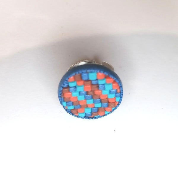 δαχτυλίδι από πολυμερικό πηλό και μεταλλική βάση beads like - πηλός, μικρά, αυξομειούμενα - 2