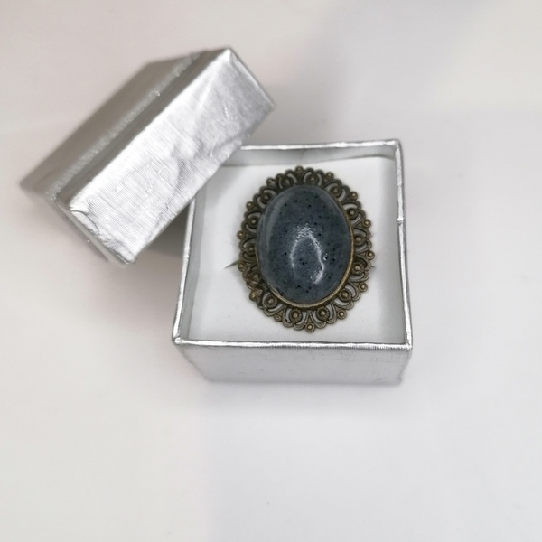 δαχτυλίδι από πολυμερικό πηλό και μεταλλική βάση - πηλός, boho, μεγάλα, αυξομειούμενα, δώρα για γυναίκες - 2