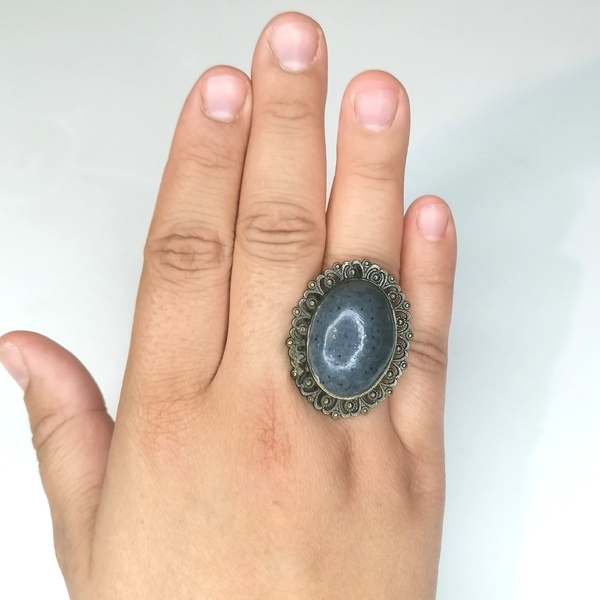 δαχτυλίδι από πολυμερικό πηλό και μεταλλική βάση - πηλός, boho, μεγάλα, αυξομειούμενα, δώρα για γυναίκες - 3