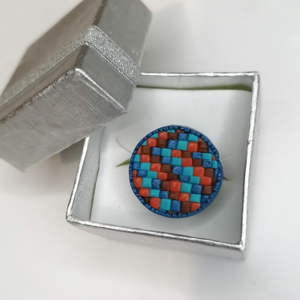 δαχτυλίδι από πολυμερικό πηλό και μεταλλική βάση beads like - πηλός, μικρά, αυξομειούμενα - 3