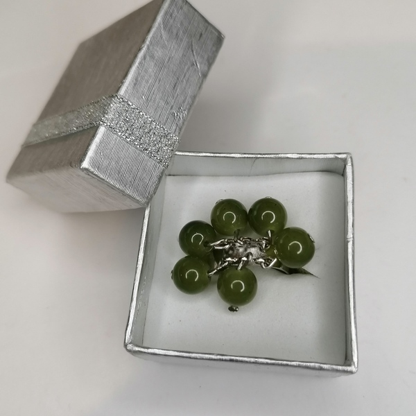 Δαχτυλίδι με χάντρες και μεταλλικη βάση green μαρμάρου - χάντρες, μεγάλα, αυξομειούμενα - 2