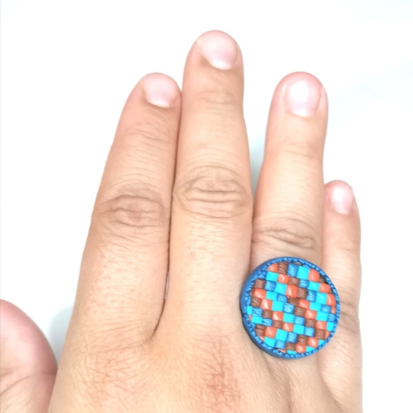 δαχτυλίδι από πολυμερικό πηλό και μεταλλική βάση beads like - πηλός, μικρά, αυξομειούμενα - 4