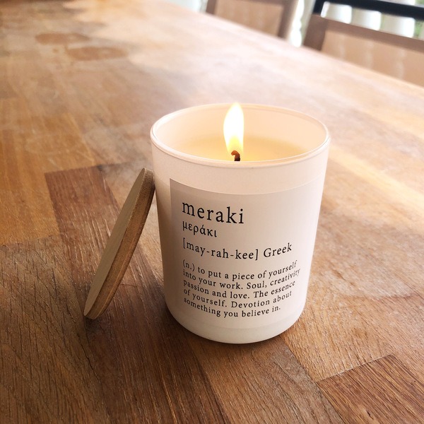 Αρωματικό κερί σόγιας “meraki”. - διακόσμηση, αρωματικά κεριά, δώρα γενεθλίων, κερί σόγιας - 2