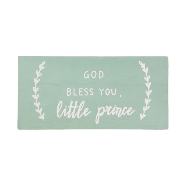 "God bless you little prince" - Ξύλινη πινακίδα 40 × 20 εκ. για το βρεφικό / παιδικό δωμάτιο / δώρο βάπτισης - αγόρι, μικρός πρίγκιπας, δώρα για βάπτιση, ταμπέλα