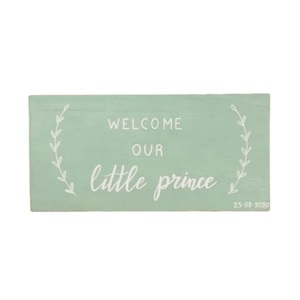 "Welcome our little prince" - Ξύλινη πινακίδα 40 × 20 εκ. για το βρεφικό / παιδικό δωμάτιο / δώρο γέννησης - αγόρι, μικρός πρίγκιπας, ταμπέλα, ξύλινα διακοσμητικά, δώρο γέννησης