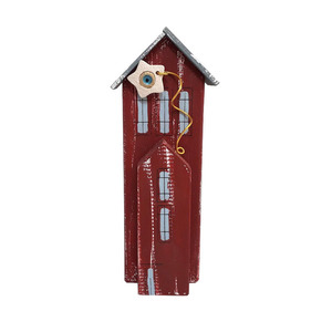 Διακοσμητικό επιτραπέζιο ξύλινο χειροποίητο Σπίτι με κεραμικό αστέρι 7x22x5,5 Μπορντό Καπαδάκης - ξύλο, ζωγραφισμένα στο χέρι, σπίτι, χειροποίητα, διακοσμητικά