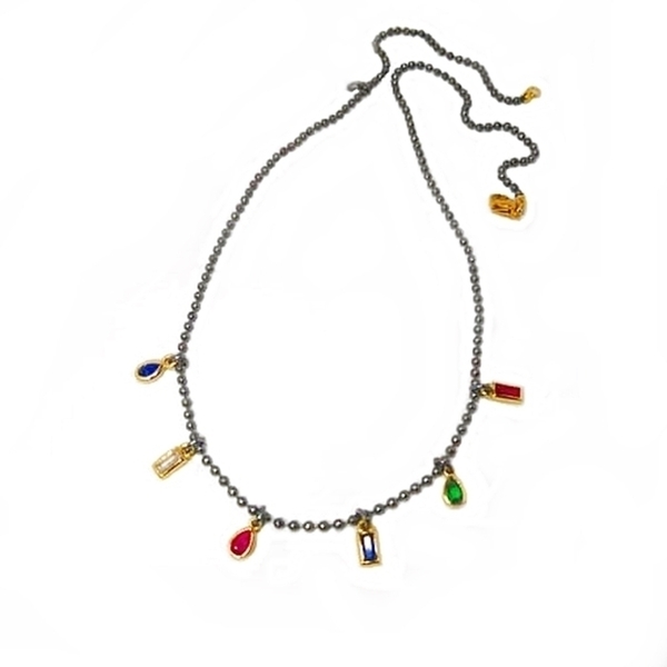 Rocky Blings: chain & multi-colour blings, κολιέ με αλυσίδα και χρωματιστά charms - κρύσταλλα, κοντά, ατσάλι - 2