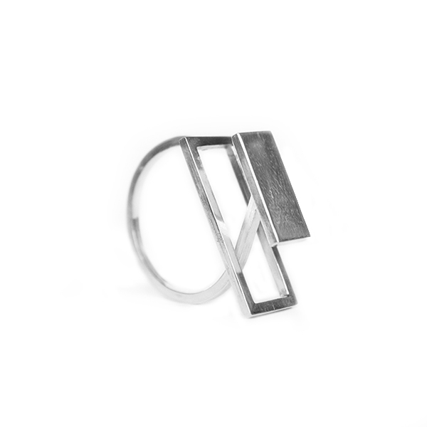 3D Rectangle┃Ασήμι 925 Χειροποίητο δαχτυλίδι - μεγάλα, αυξομειούμενα, ασήμι, ασήμι 925 - 2