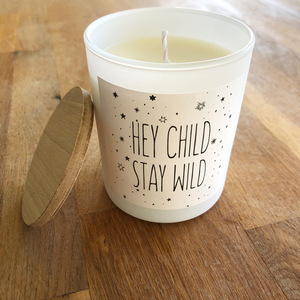 Αρωματικό κερί σόγιας “Hey child stay wild”. - δώρο, διακόσμηση, αρωματικά κεριά, δώρα γενεθλίων - 2