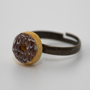 Κοσμήματα Μινιατούρες Δαχτυλίδι “ντόνατ με γλάσο και σχέδια σοκολάτας” - πηλός, μικρά, boho, μπρούντζος, αυξομειούμενα