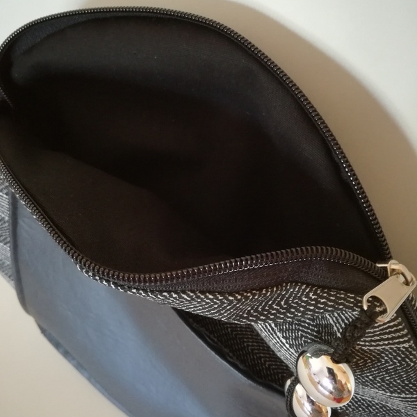 Τσάντα ώμου ή χιαστί με εξωτερική τσέπη - ύφασμα, ώμου, δερματίνη, φθηνές - 2