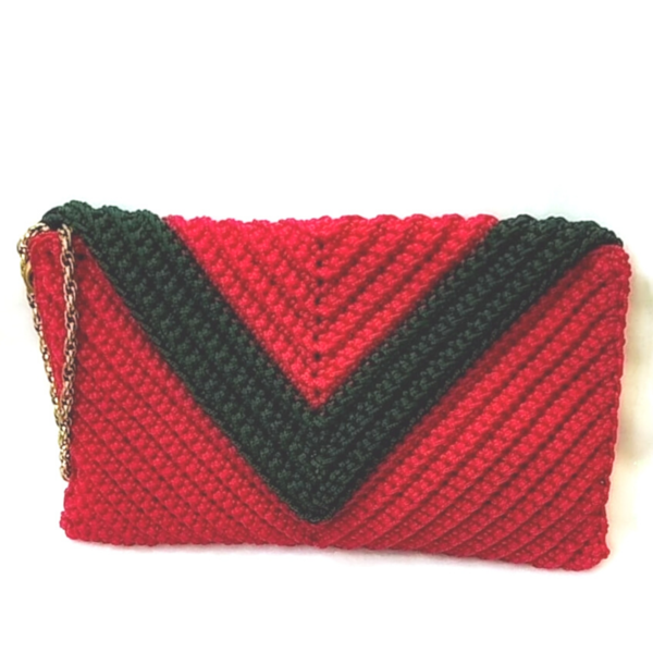 Χειροποίητη Crochet Κόκκινη Τσάντα - Φάκελος - φάκελοι, clutch, χειρός, πλεκτές τσάντες, μικρές