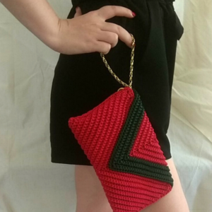 Χειροποίητη Crochet Κόκκινη Τσάντα - Φάκελος - φάκελοι, clutch, χειρός, πλεκτές τσάντες, μικρές - 2
