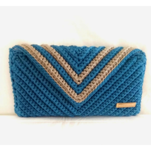 Χειροποίητη Crochet Μπλε Τσάντα - Φάκελος - φάκελοι, clutch, χειρός, πλεκτές τσάντες, μικρές