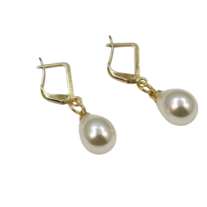 Κρεμαστά σκουλαρίκια με τεχνητές πέρλες - ορείχαλκος, μικρά, κρεμαστά, πέρλες, νυφικά, faux bijoux - 2