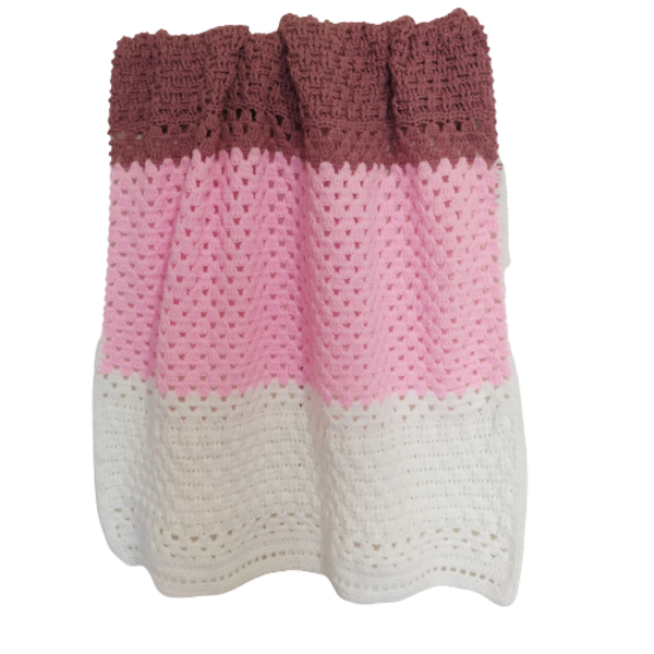 Βρεφική πλεκτή κουβέρτα 78*82 εκ. για κορίτσι ροζ λευκό σάπιο μήλο - κορίτσι, βρεφικά, πλεκτή, δώρα για μωρά, κουβέρτες
