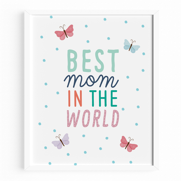 Ξύλινο Καδράκι "Best Mom in the World" 21x30εκ|Διακόσμηση Τοίχου - πίνακες & κάδρα, κορίτσι, χειροποίητα, μαμά, δώρα για γυναίκες, παιδικά κάδρα
