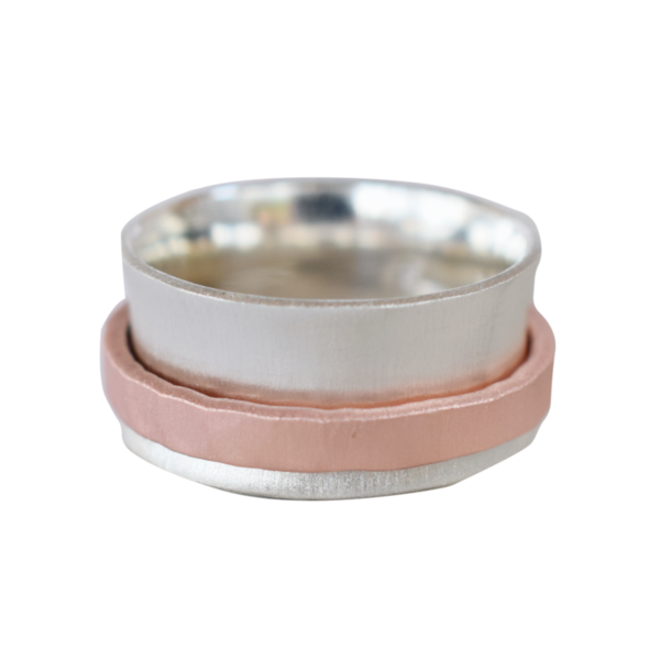 Spinner ring ασήμι 925 με βεράκι χαλκού - ασήμι 925, boho, σταθερά, μεγάλα - 2