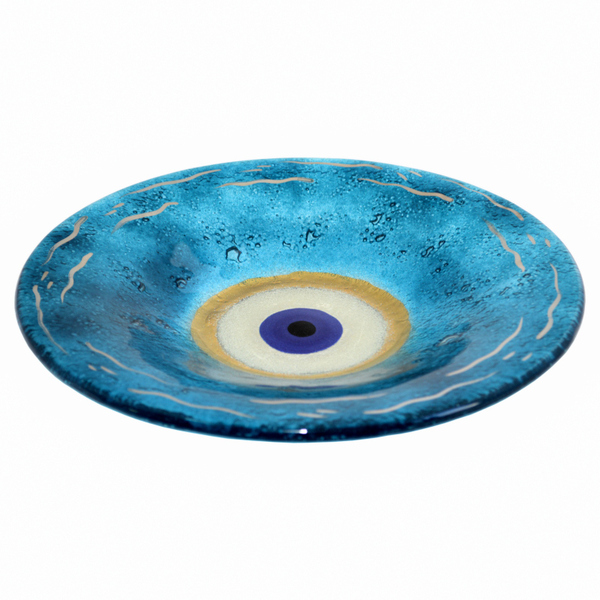 Γυάλινο Μπολ 32cm τιρκουάζ - amythito 006143.466 - βάζα & μπολ, γυαλί, χειροποίητα, διακόσμηση σαλονιού, μπολ