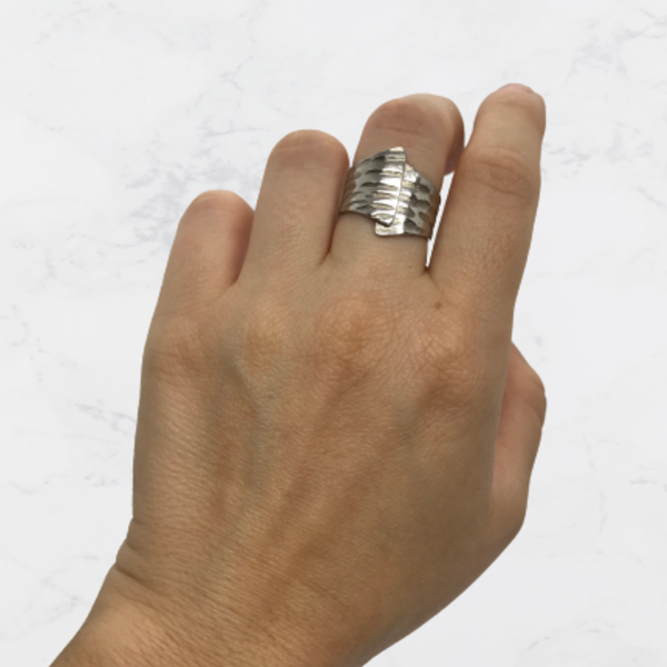Χειροποίητο δαχτυλίδι ορείχαλκου - ορείχαλκος, boho, μεγάλα, επιπλατινωμένα, αυξομειούμενα - 3