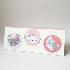 Ξύλινη κασετίνα γάτες 22×8,5×3εκ. ροζ - κασετίνες, κορίτσι, σχολικό, ιδεά για δώρο - 4