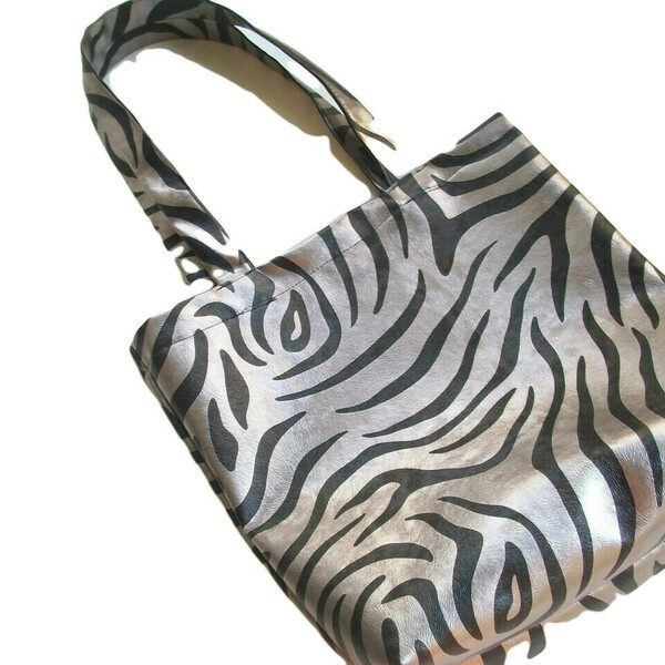 Τσάντα για ψώνια/ Tote / Δερματίνη zebra - animal print, ώμου, all day, δερματίνη, tote