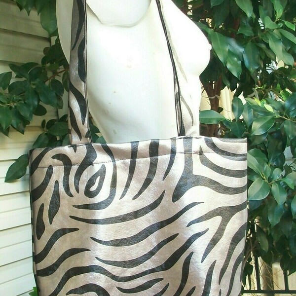 Τσάντα για ψώνια/ Tote / Δερματίνη zebra - animal print, ώμου, all day, δερματίνη, tote - 3