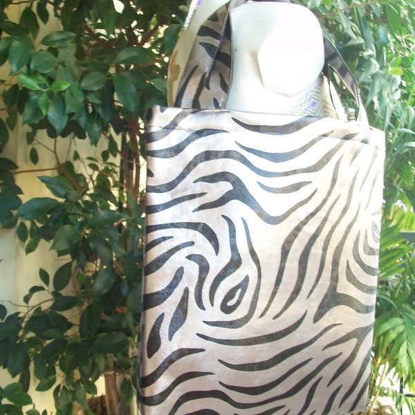 Τσάντα για ψώνια/ Tote / Δερματίνη zebra - animal print, ώμου, all day, δερματίνη, tote - 4