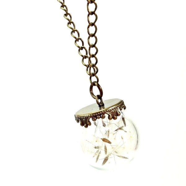 Dandelion Necklace, Make a Wish! - charms, romantic, μακριά, λουλούδι, μπρούντζος