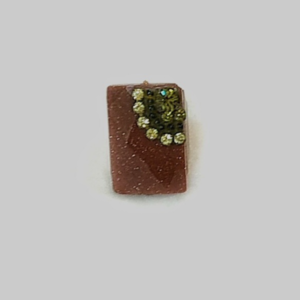 Vintage Καφέ Δαχτυλίδι με Πράσινες Πέτρες - μεγάλα, αυξομειούμενα