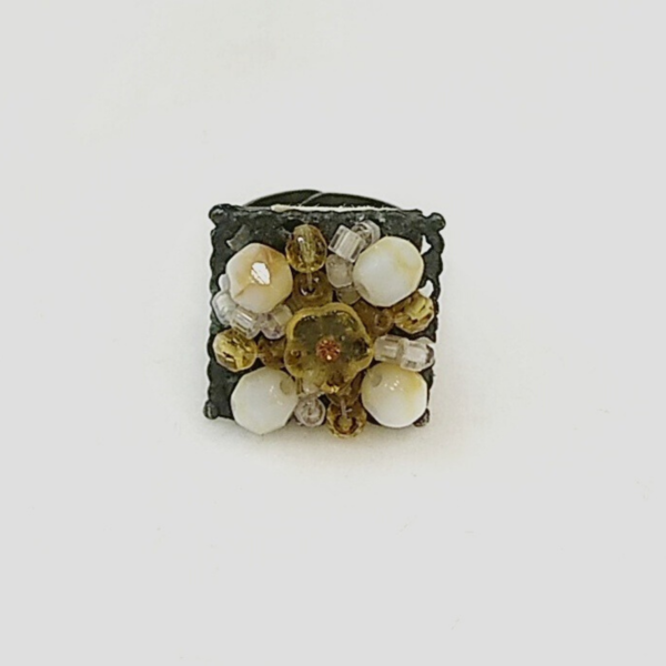 Vintage Δαχτυλίδι Λουλουδάκι με Πολύχρωμες Πέτρες - μεγάλα, αυξομειούμενα