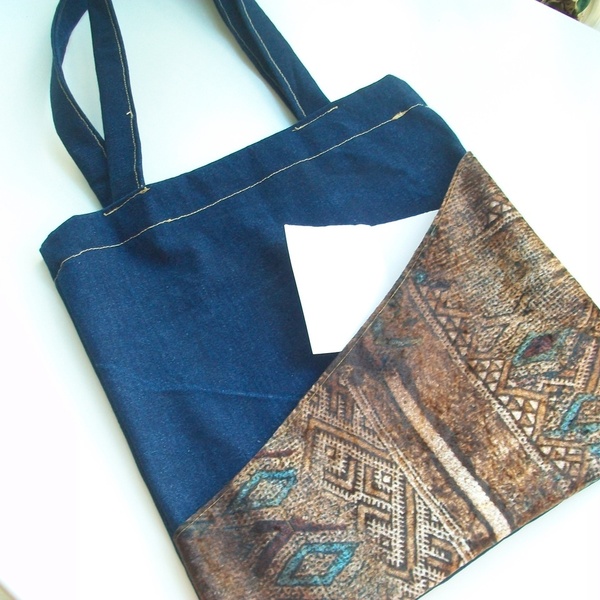 Τσάντα για ψώνια/ Τζιν/ Με τσέπη - animal print, ώμου, all day, tote, πάνινες τσάντες