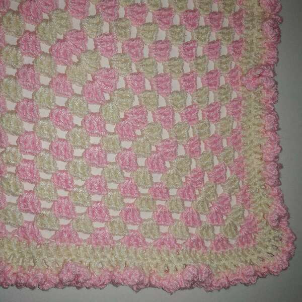 Χειροποίητη πλεκτή ροζ κουβέρτα - κορίτσι, προίκα μωρού, κουβέρτες - 3