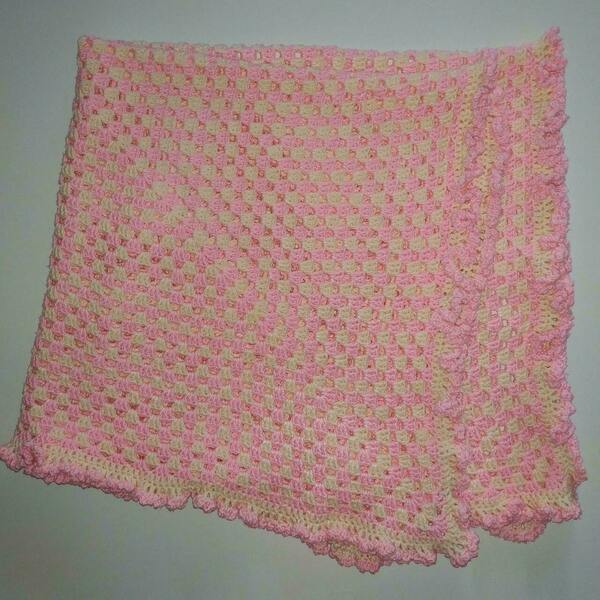 Χειροποίητη πλεκτή ροζ κουβέρτα - κορίτσι, προίκα μωρού, κουβέρτες - 4